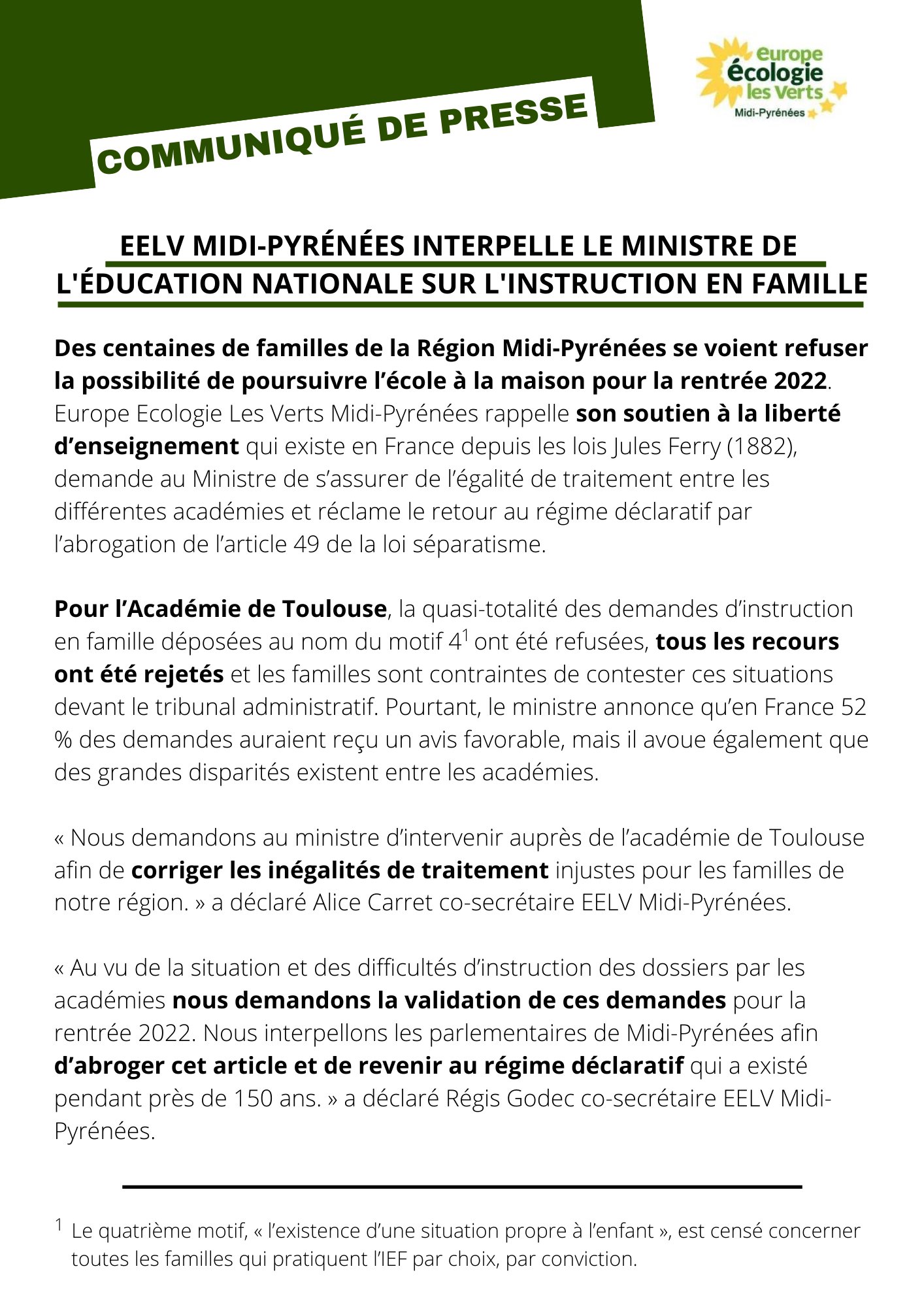 Soutien d’Europe-Écologie-Les-Verts Midi-Pyrénées !